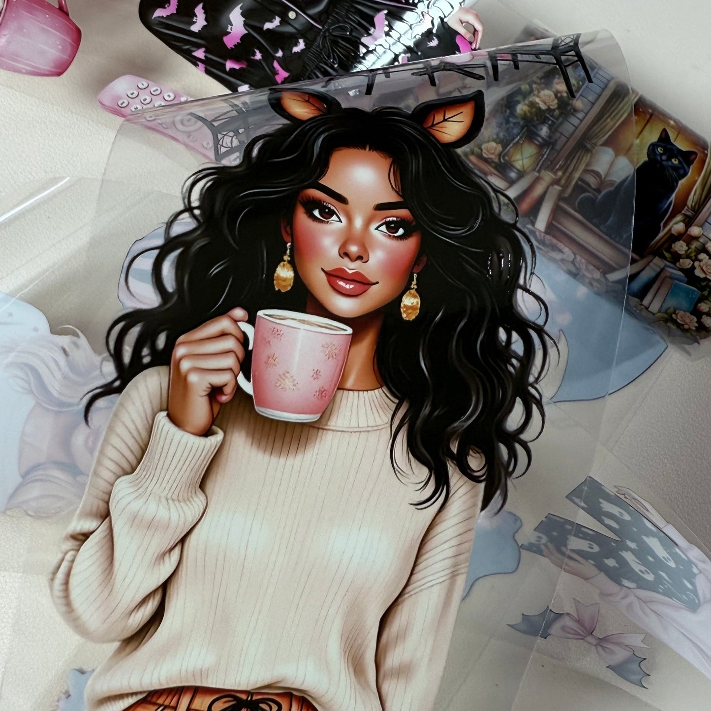 PET 3D raised Floral Halloween and movie night tape,one roll fashion, junk journal, scrapbooking,bullet journal, card making.