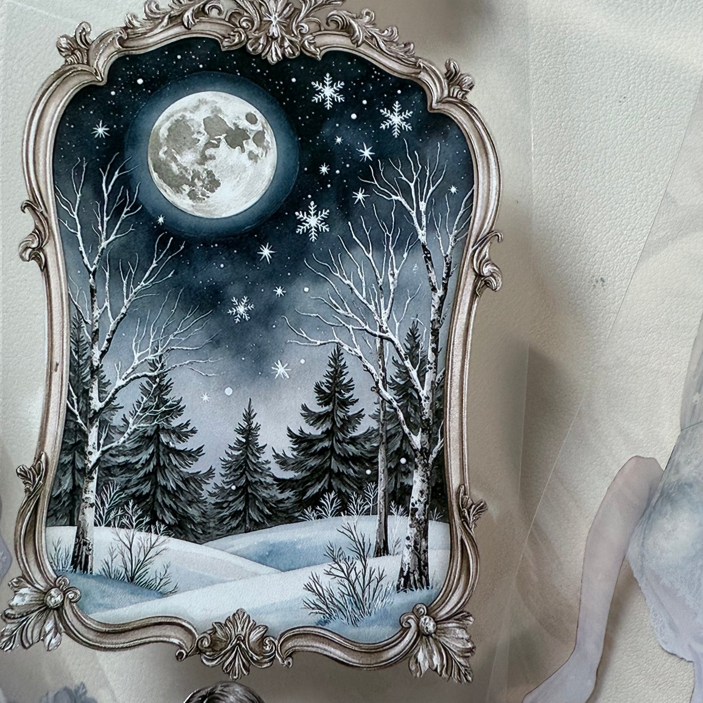 PET 3D raised Winter Oracle and Pastel Christmas tape,one roll fashion, junk journal, scrapbooking,bullet journal, card making.