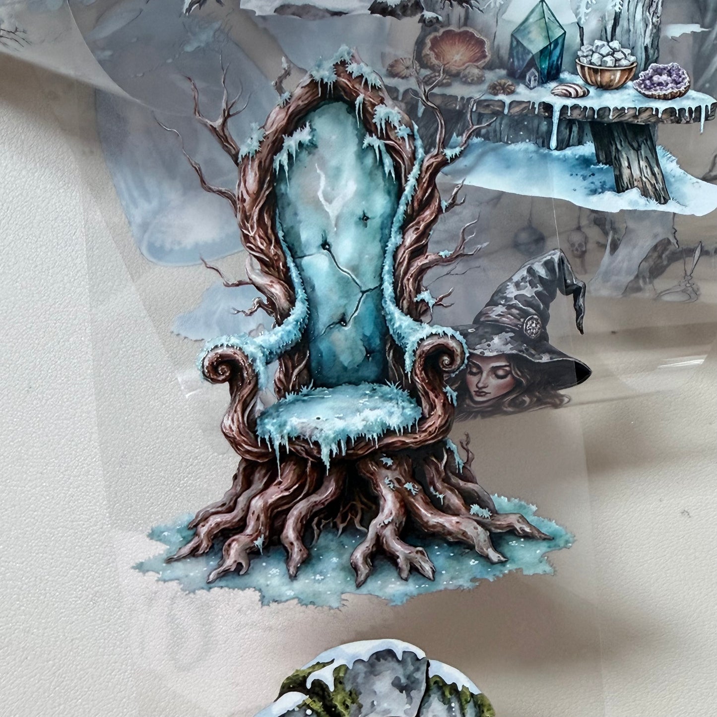 Opaline Winter Witch and Winterwood Witch PET 3D raised tape,one roll fashion, junk journal, scrapbooking,bullet journal, card making.