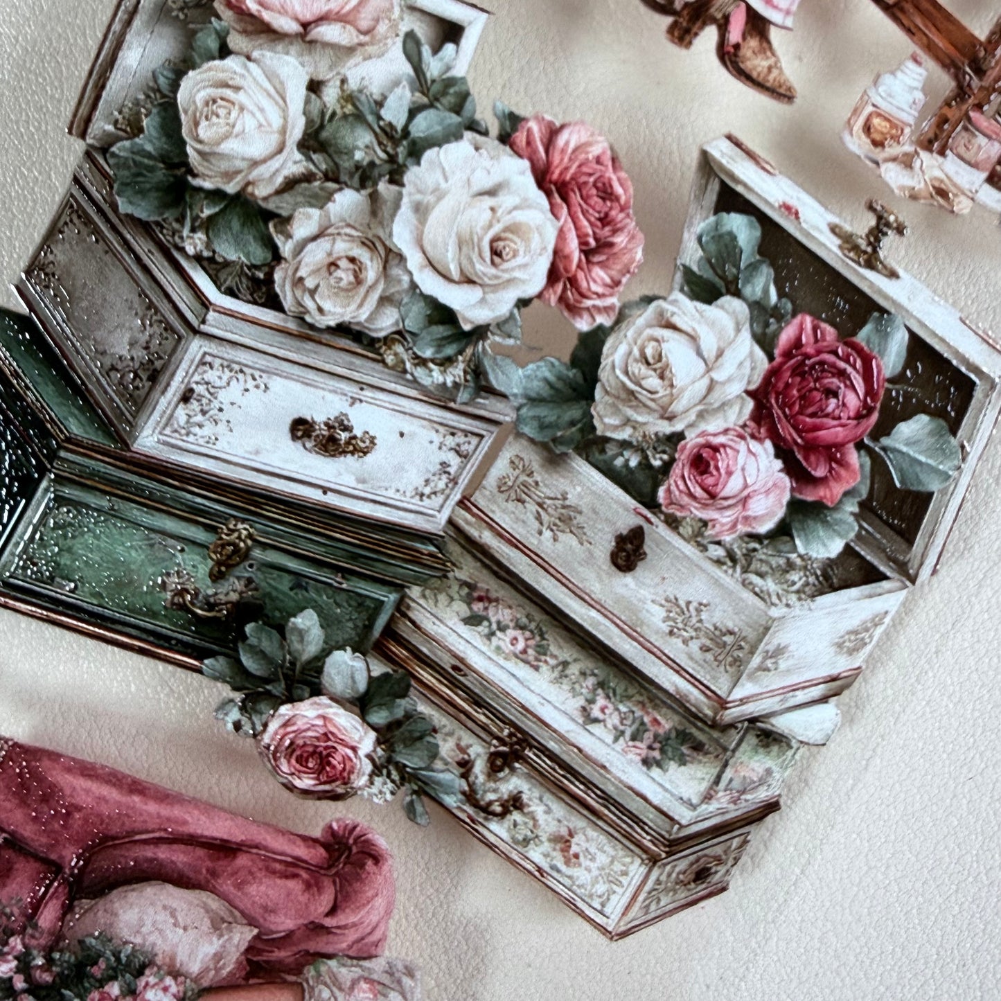 PET Shabby chic romance and Lovely springtime 3D raised tape,one roll fashion, junk journal, scrapbooking,bullet journal, card making.