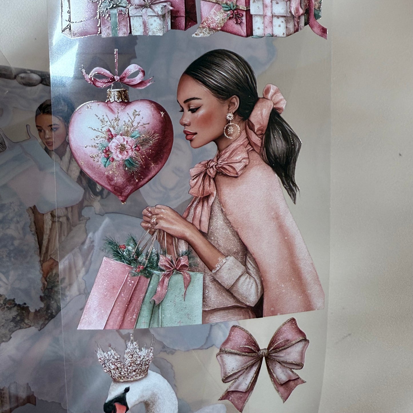 PET 3D raised Coquette and Farmhouse Christmas tape,one roll fashion, junk journal, scrapbooking,bullet journal, card making.