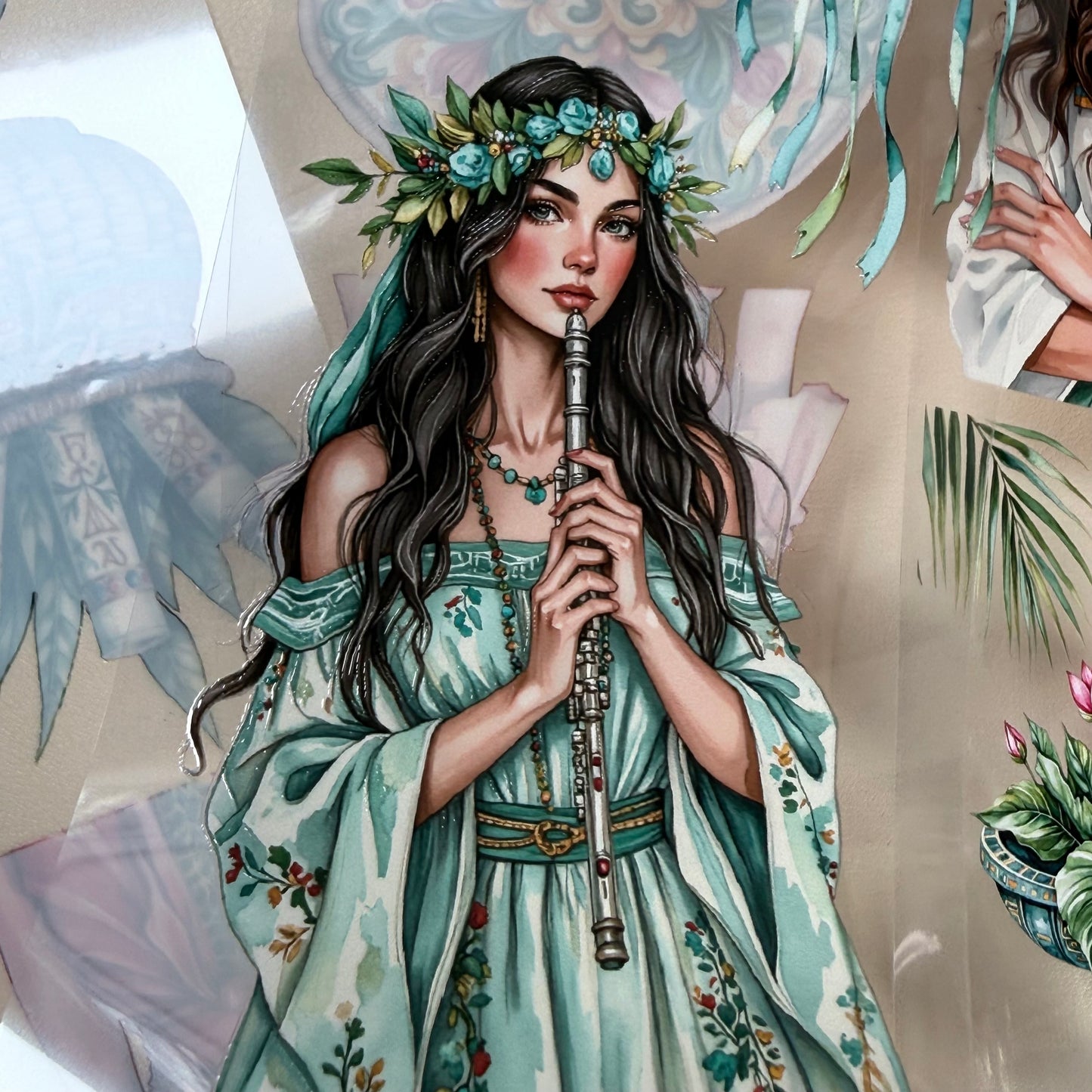 Pharaohs Garden and Bohemian Bird Muse PET 3D raised tape,one roll fashion, junk journal, scrapbooking,bullet journal, card making.