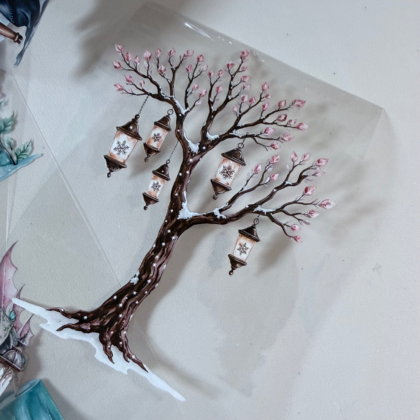 PET 3D raised Frosterd witch landscape tape,one roll fashion, junk journal, scrapbooking,bullet journal, card making.