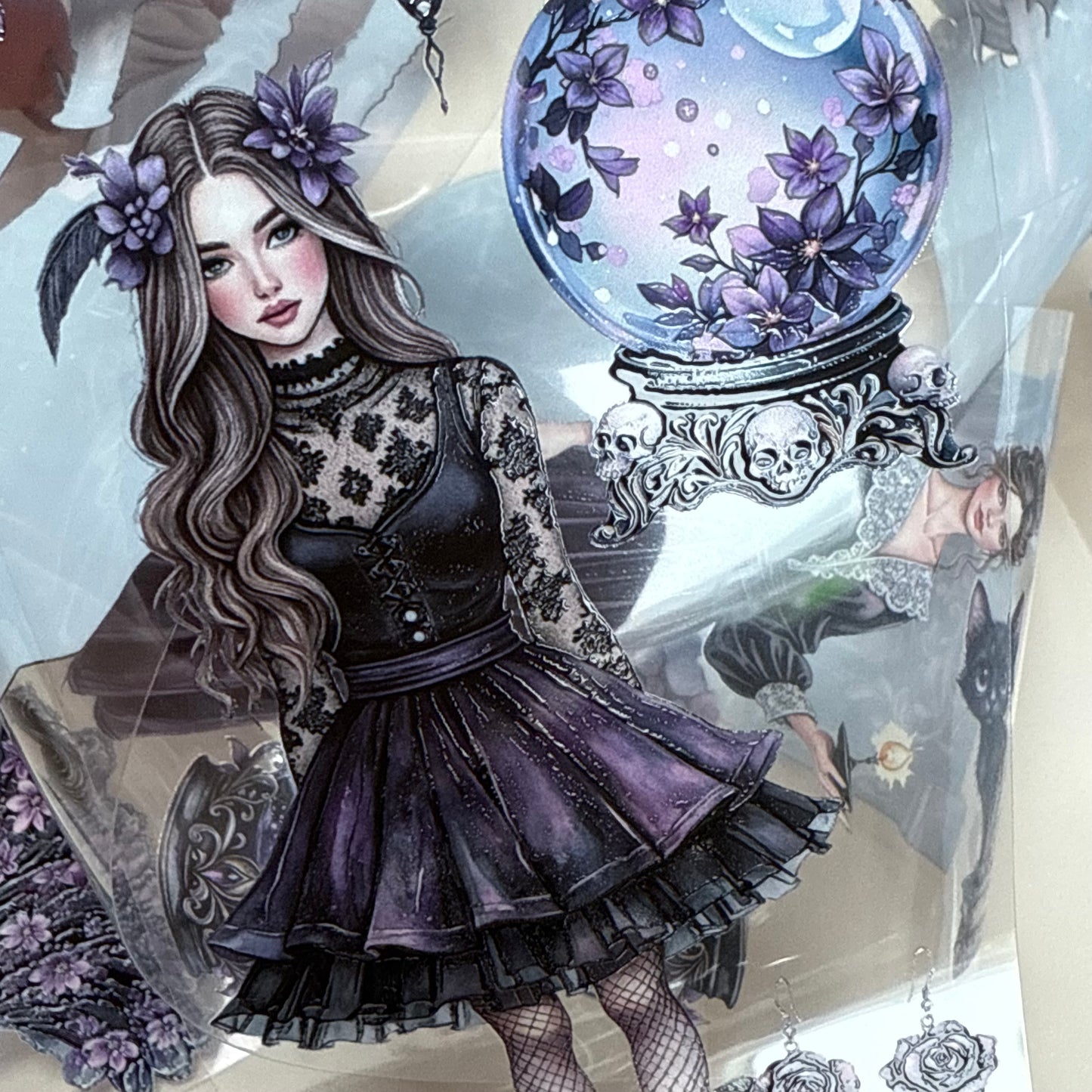 PET 3D raised Spider Queen and Dark Whispers tape,one roll fashion, junk journal, scrapbooking,bullet journal, card making.