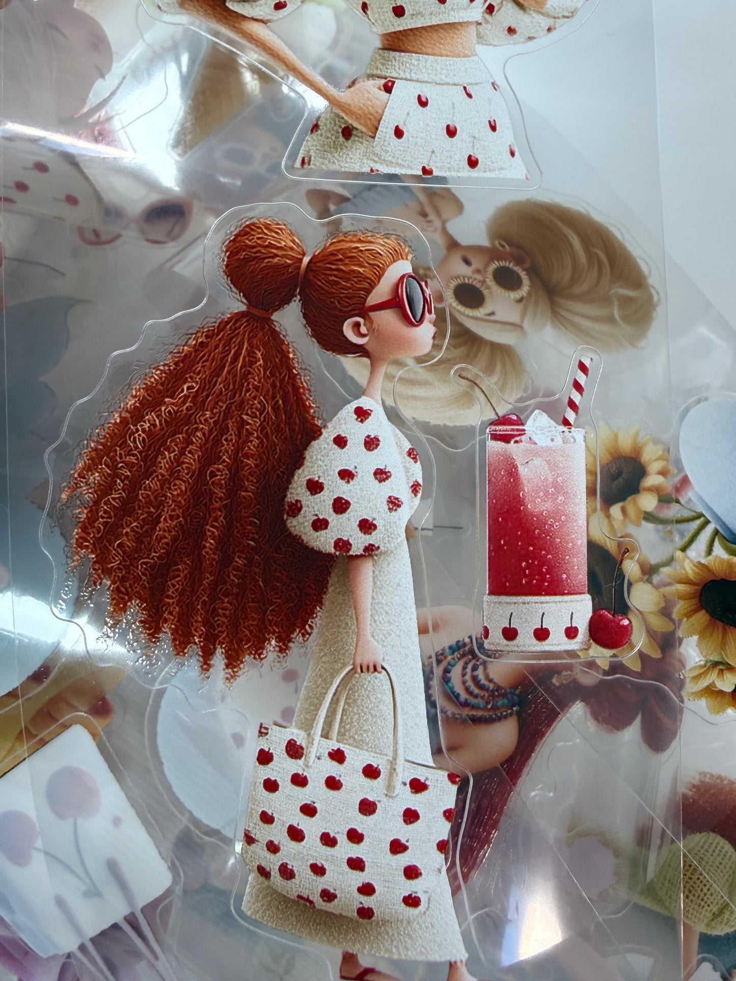 KISSCUT Whimsical Summer PET 3D raised tape,one roll fashion, junk journal, scrapbooking,bullet journal, card making.