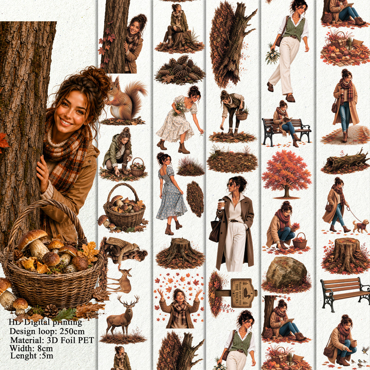 BUNDLE Autumn Forest and park Landscape PET 3D raised tape