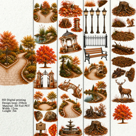 Autumn Forest and park Landscape  PET 3D raised tape.