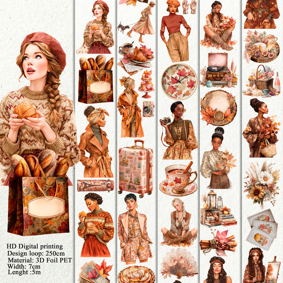 BUNDLE Autumn in Paris and Boho fall PET 3D raised tape