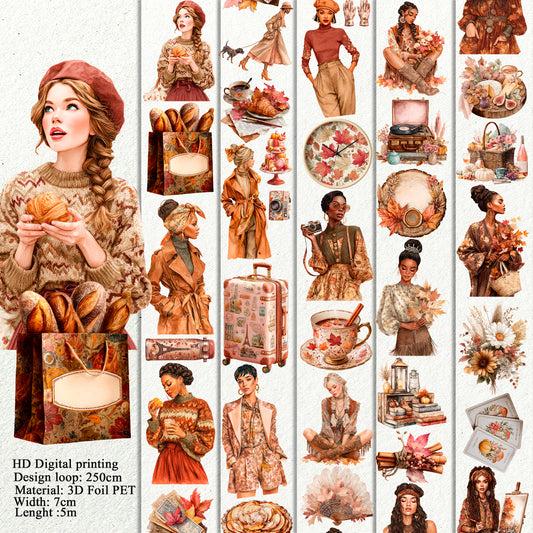 Autumn in Paris and Boho fall PET 3D raised tape
