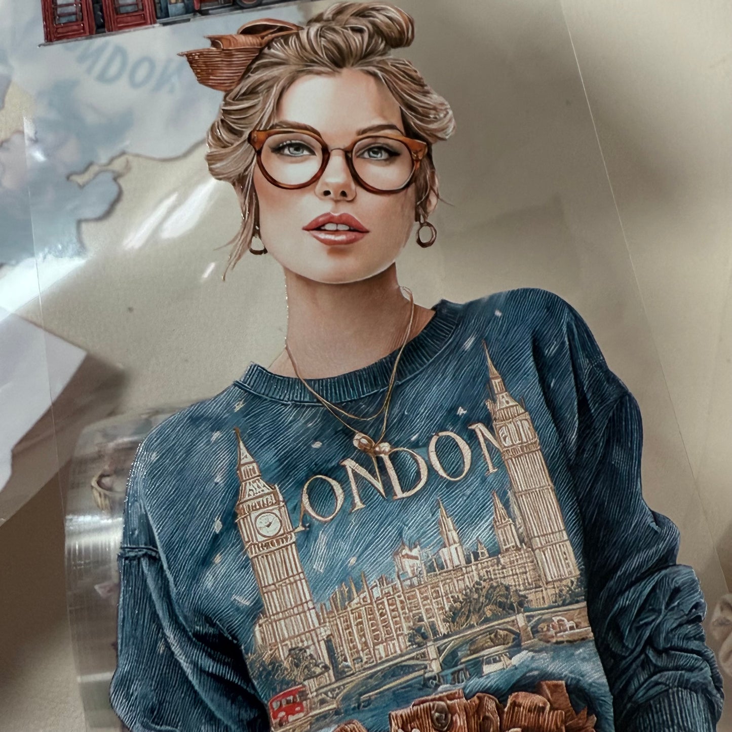 PET London travel and Paris coffee 3D raised tape,one roll fashion, junk journal, scrapbooking,bullet journal, card making.