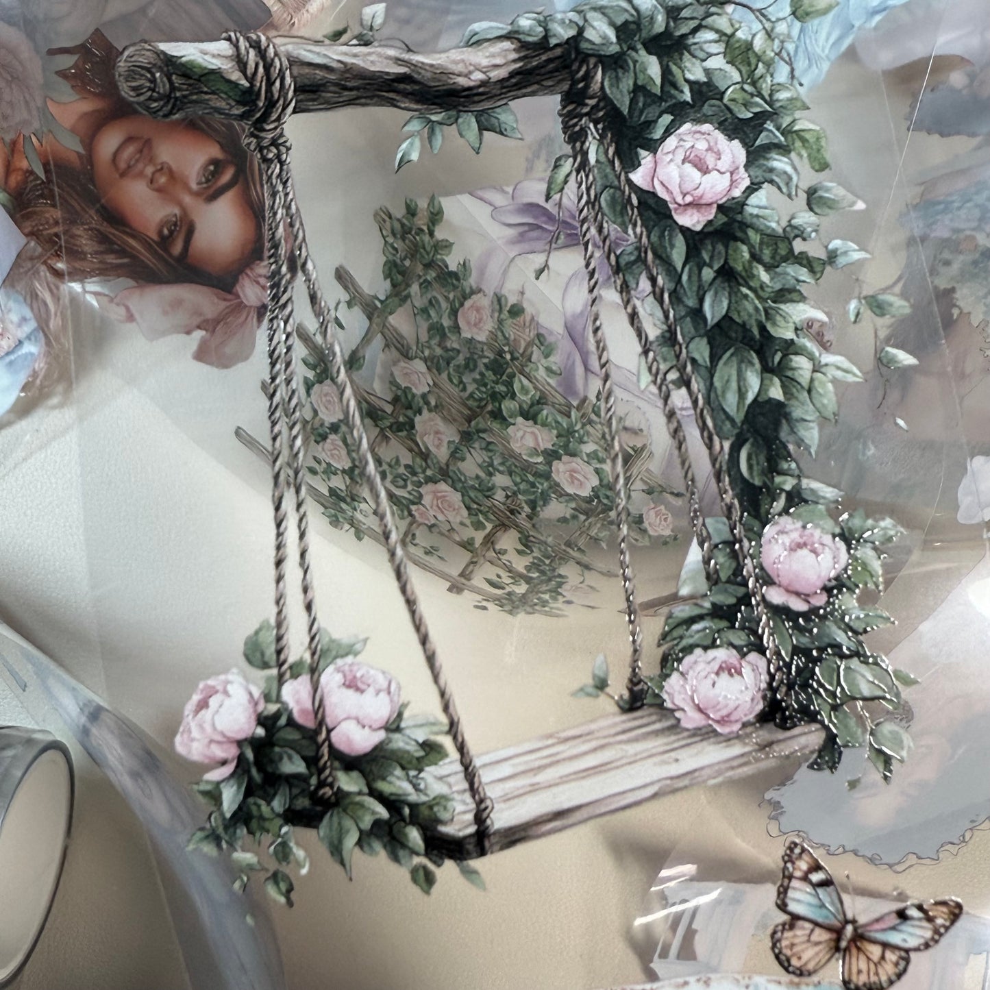 PET 3D raised Petal Haven and Breezy Blooms tape,one roll fashion, junk journal, scrapbooking,bullet journal, card making.