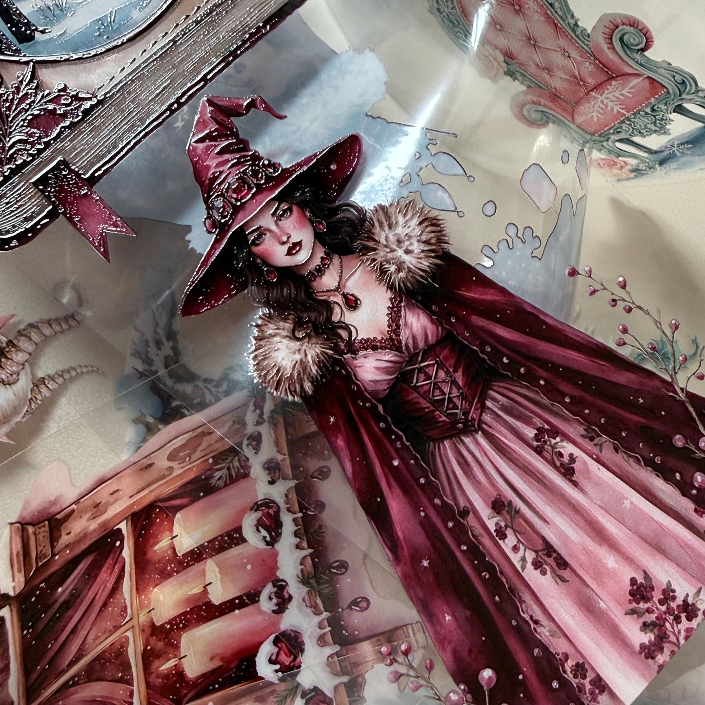 Snowpetal Faerie Dragons and Garnet Winter Witch 3D PET Foil Washi Tape