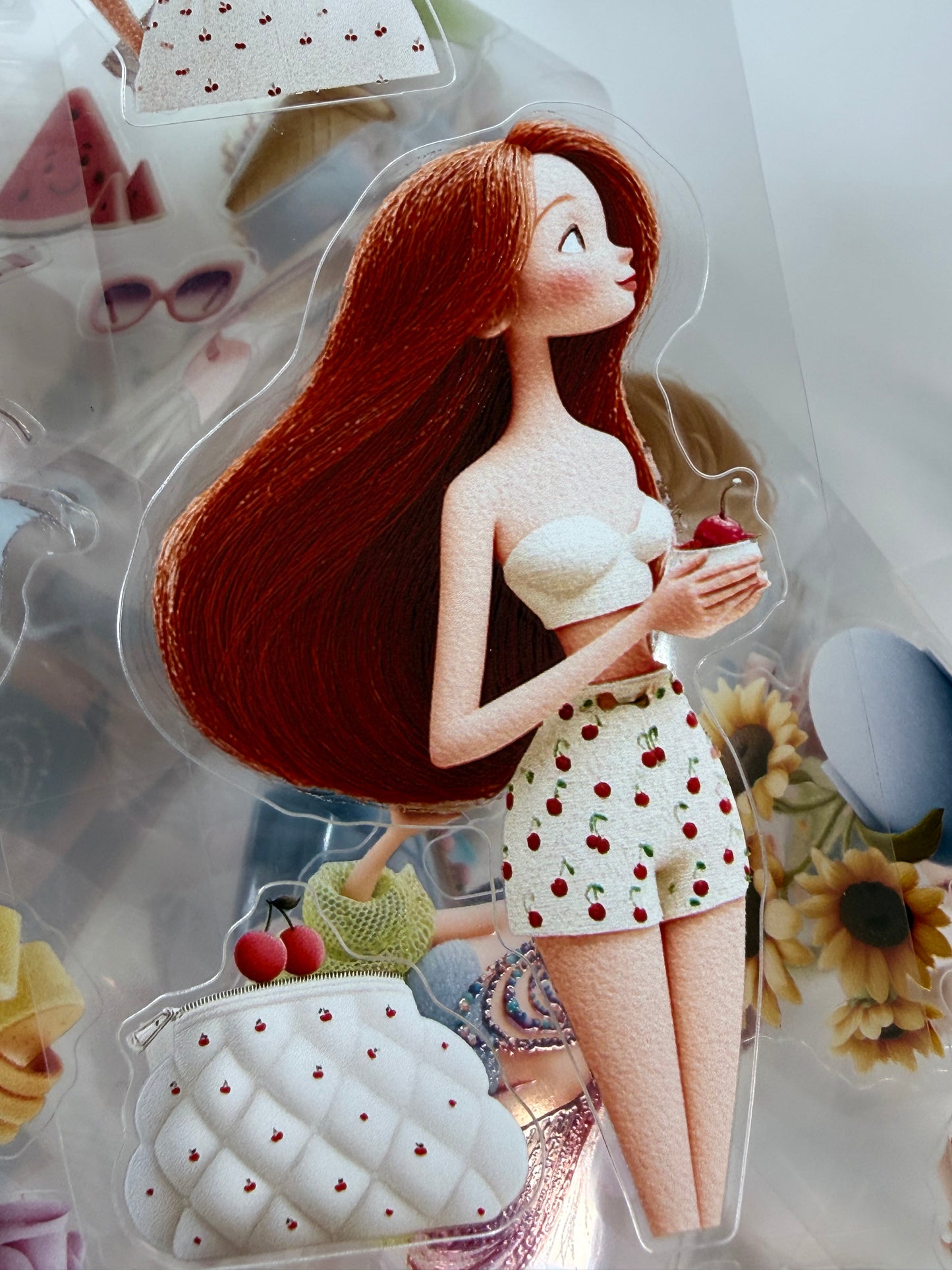 KISSCUT Whimsical Summer PET 3D raised tape,one roll fashion, junk journal, scrapbooking,bullet journal, card making.