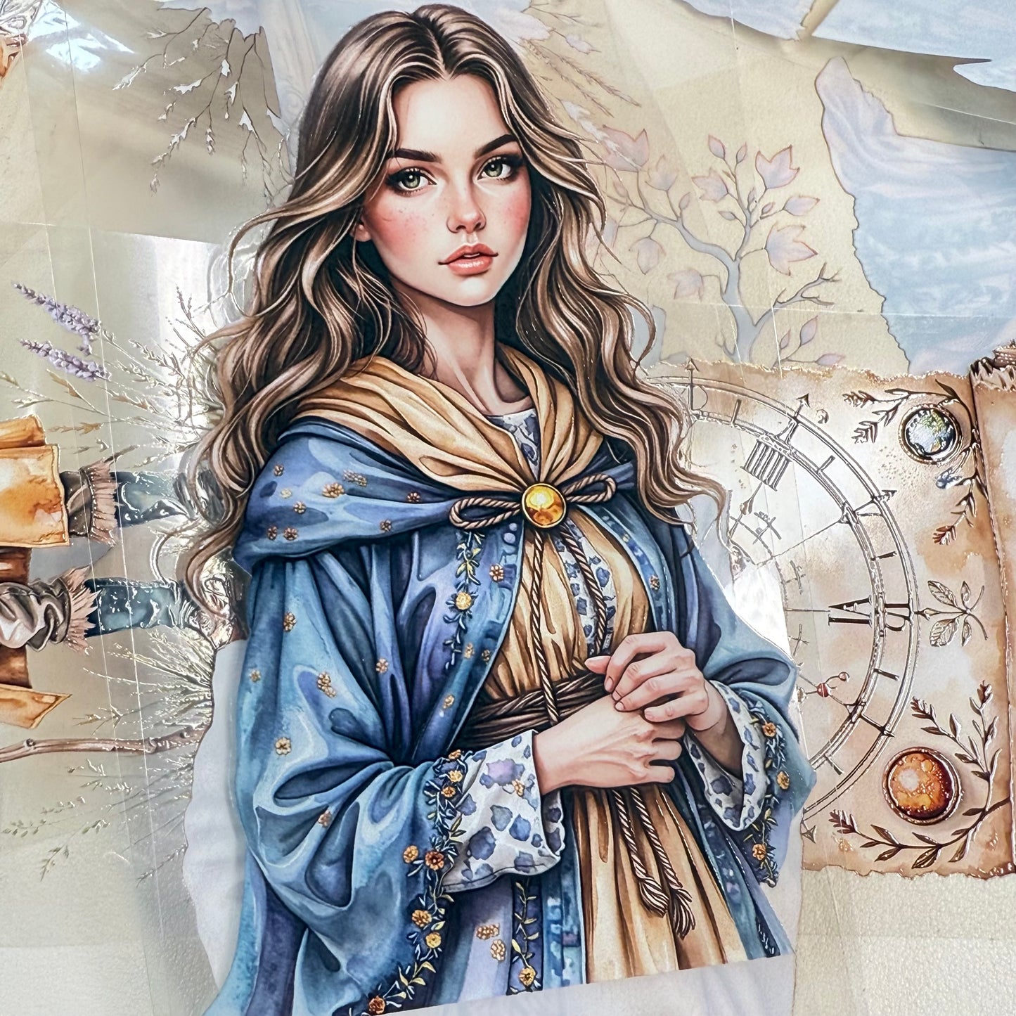 PET 3D raised Golden Mists and Cinnamon Fall Wind tape,one roll fashion, junk journal, scrapbooking,bullet journal, card making.