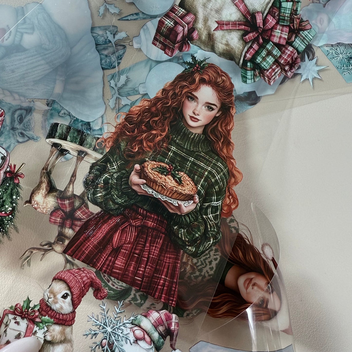 PET 3D raised Rustic Christmas and Frosted Northern lights tape,one roll fashion, junk journal, scrapbooking,bullet journal, card making.