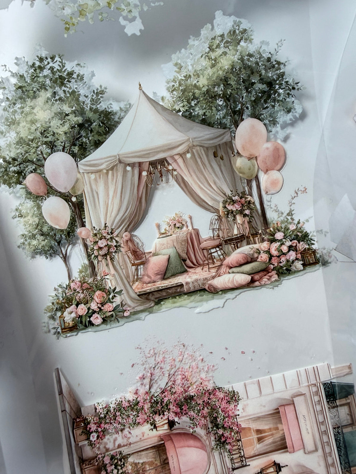 PET 3D raised Peony garden Landscape tape
