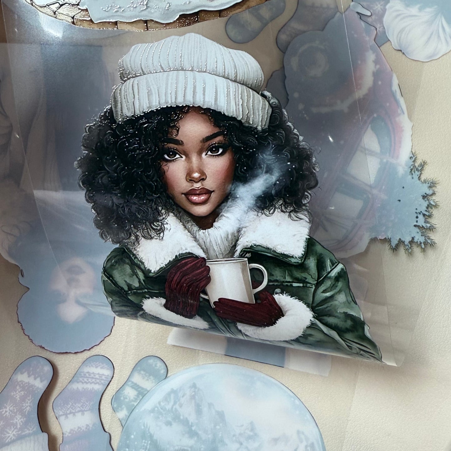 PET 3D raised Warm  Swiss Christmas and Christmas Farmhouse tape,one roll fashion, junk journal, scrapbooking,bullet journal, card making.