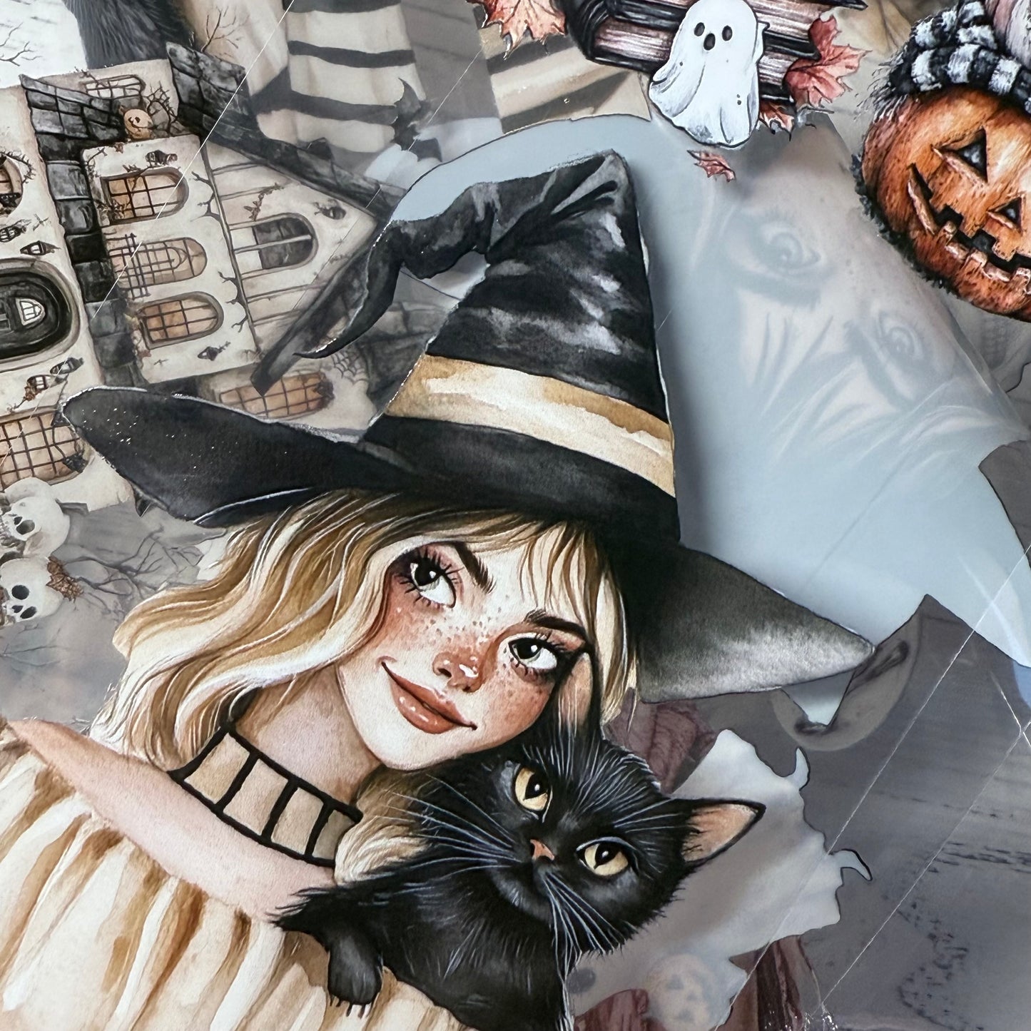 PET 3D raised Spooky Halloween tape,one roll fashion, junk journal, scrapbooking,bullet journal, card making.