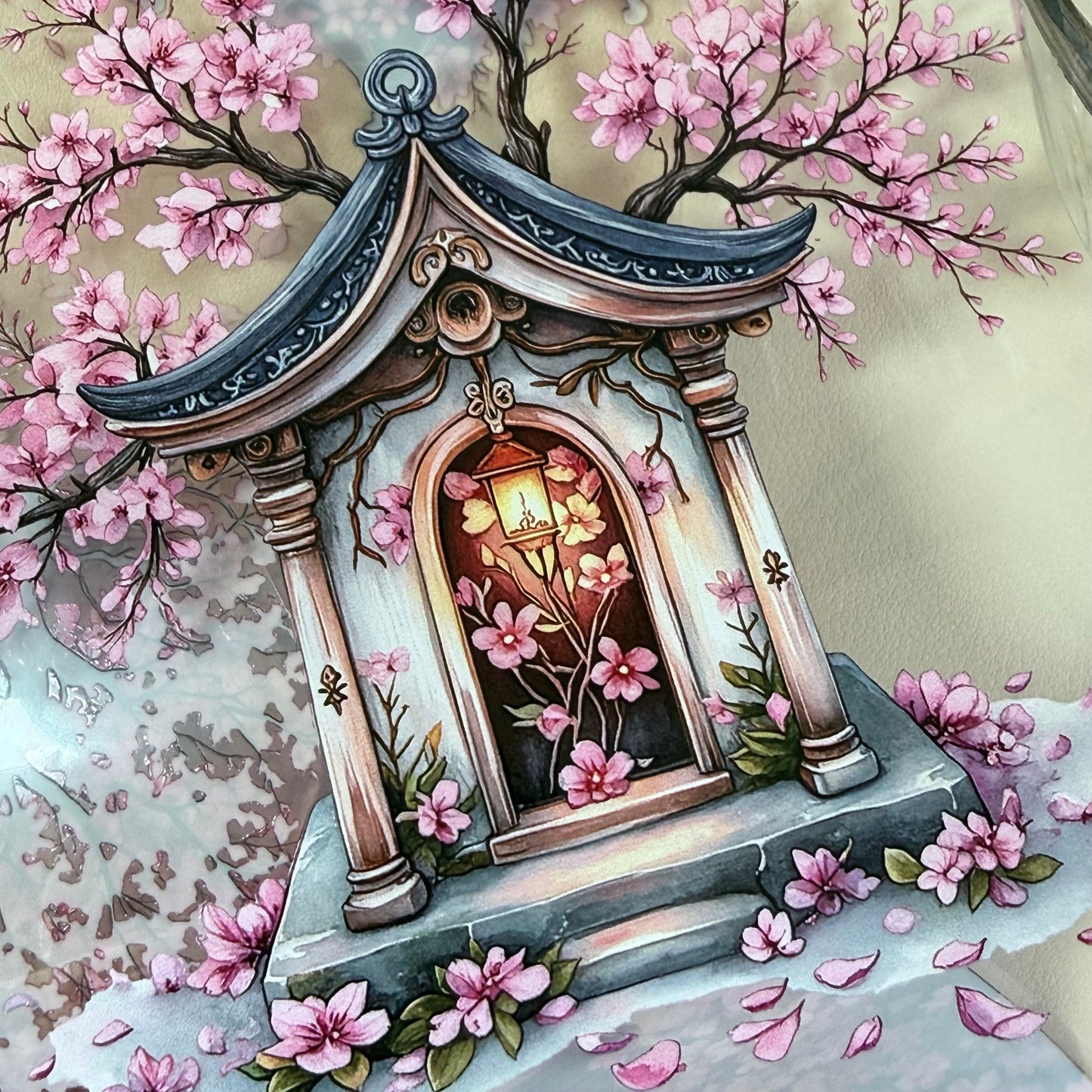PET 3D raised Spring Landscape2 tape,one roll fashion, junk journal, scrapbooking,bullet journal, card making.