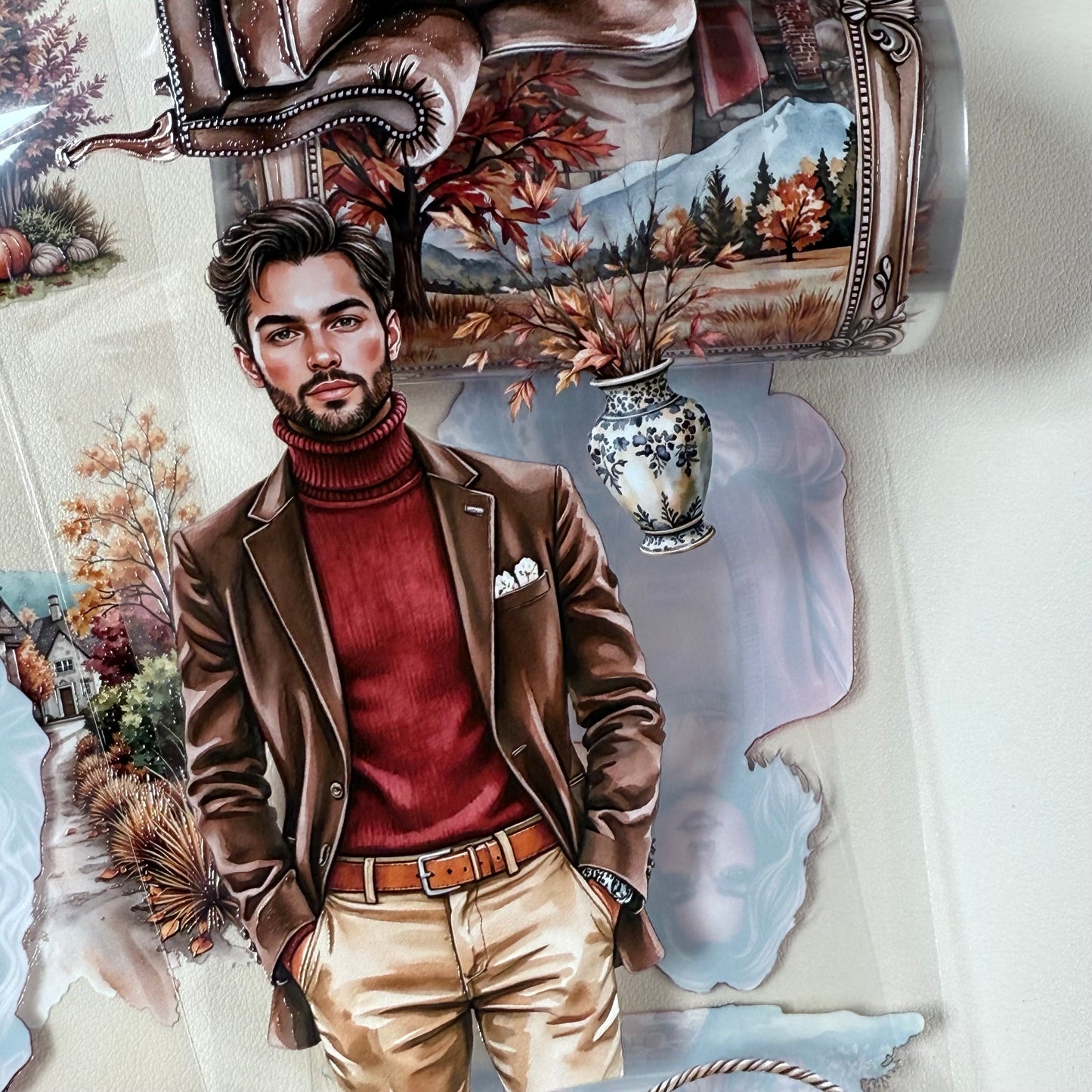 PET 3D raised Cozy Evenings and Fall Splendor in Nature tape,one roll fashion, junk journal, scrapbooking,bullet journal, card making.