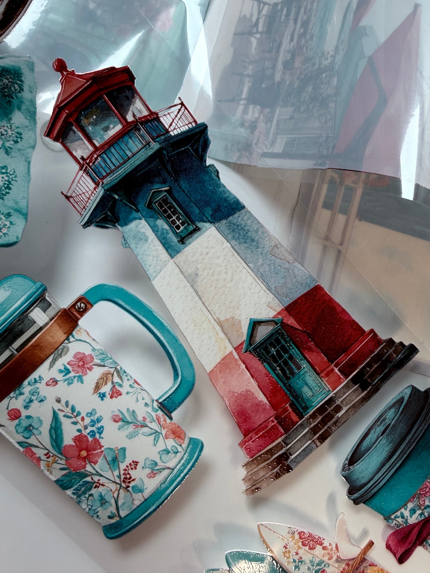 PET 3D raised Seaside coffee morning Landscape tape
