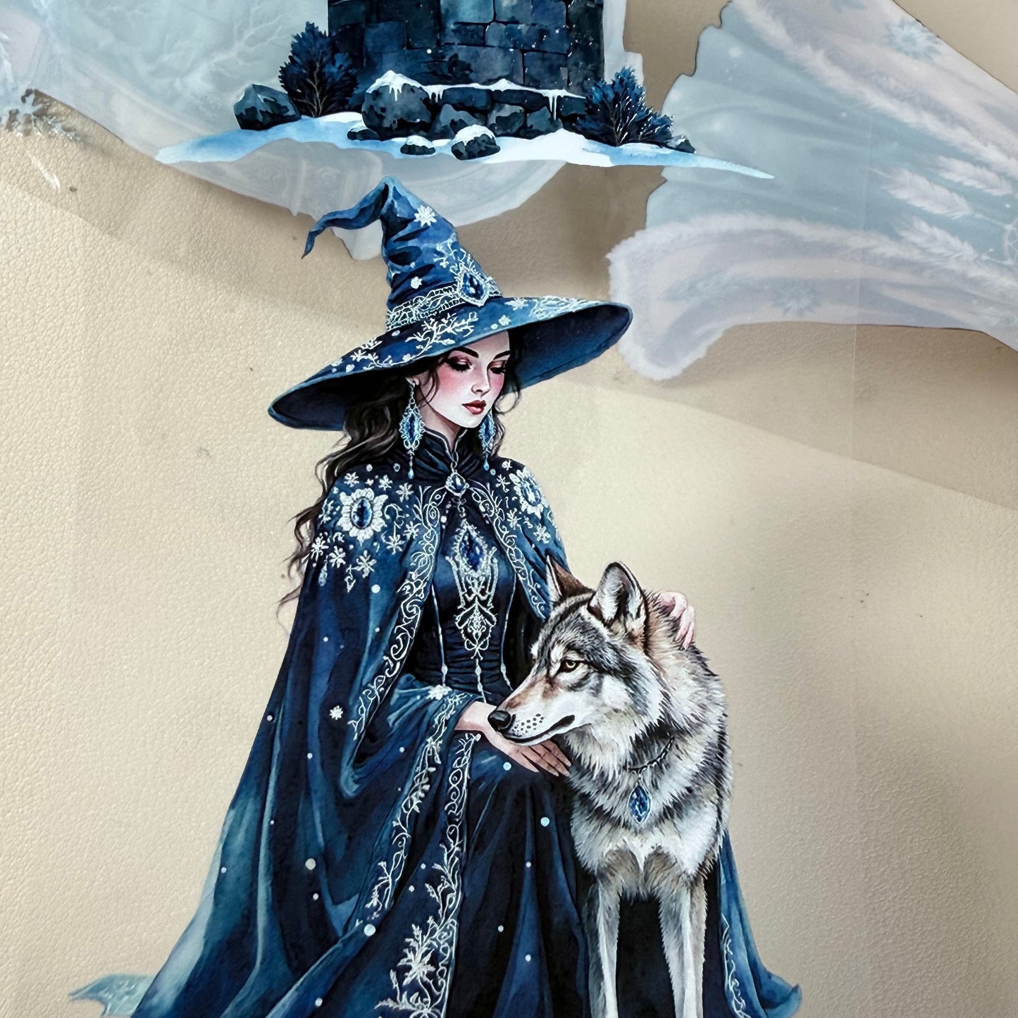 Turquoise Winter Witch and Sapphire Winter Witch PET 3D raised tape,one roll fashion, junk journal, scrapbooking,bullet journal, card making.
