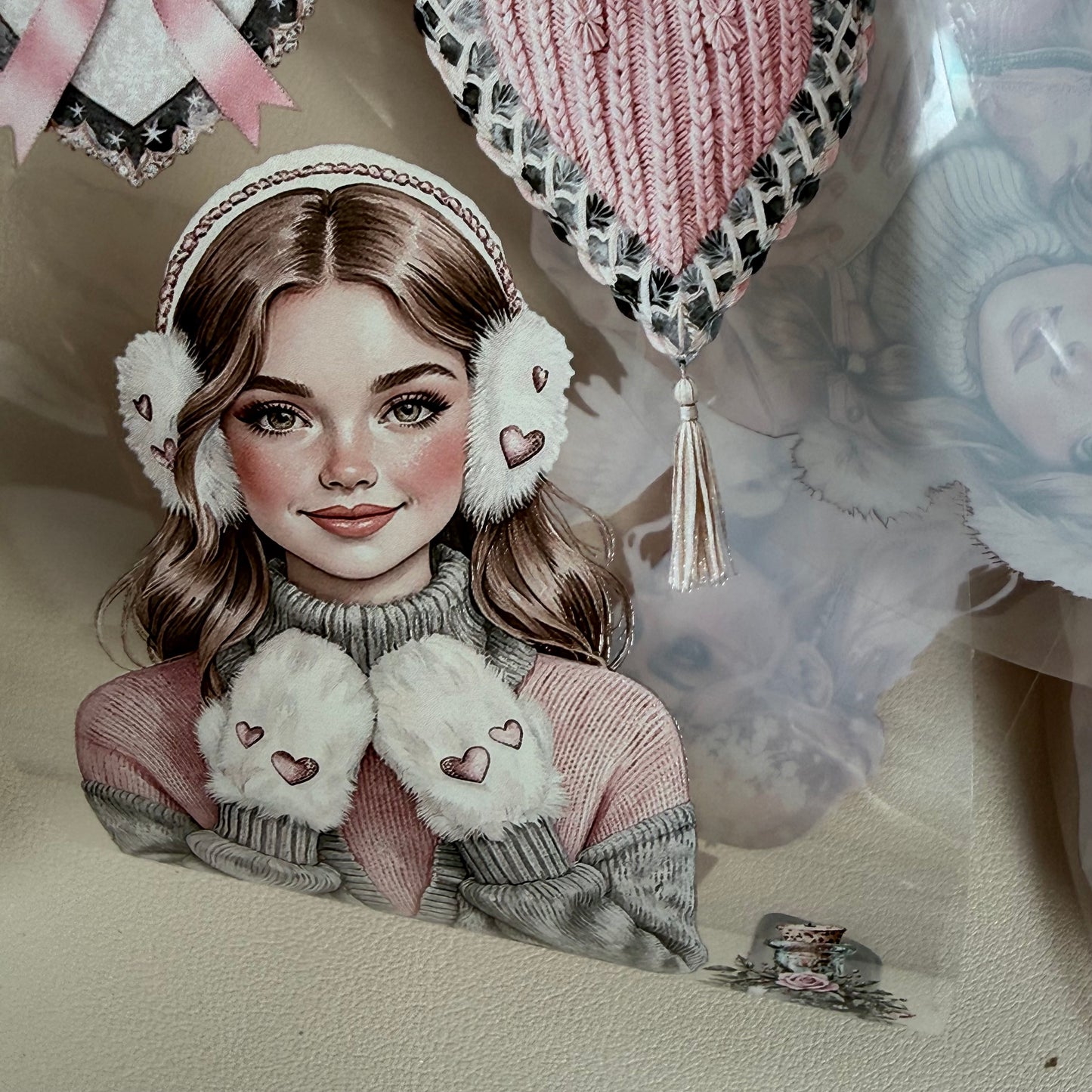Winter Loving and  Rose Quartz Winter Witch PET 3D raised tape,one roll fashion, junk journal, scrapbooking,bullet journal, card making.