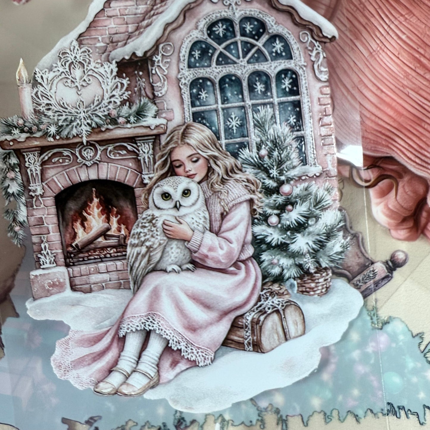 PET 3D raised Pink and teal Christmas and Frosted Fables tape,one roll fashion, junk journal, scrapbooking,bullet journal, card making.