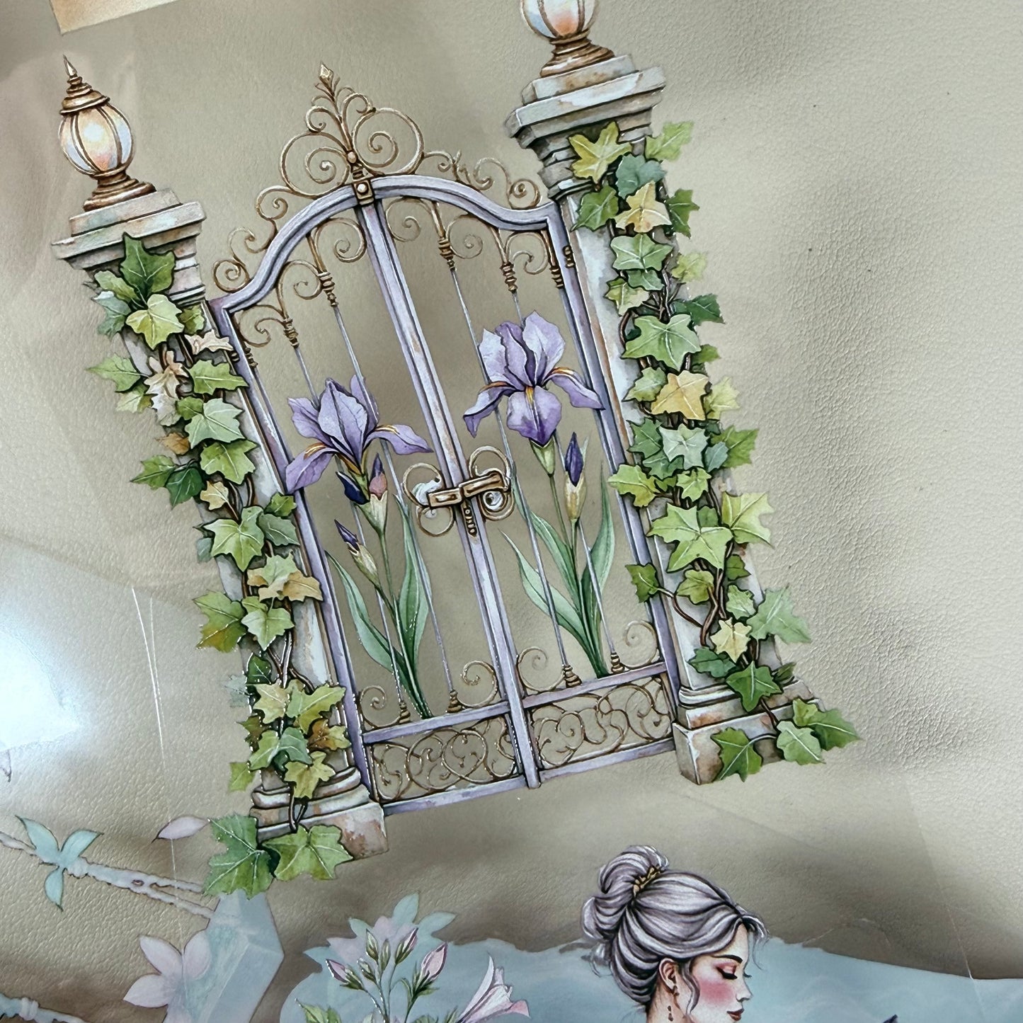 PET Iris and Ivy and  Fae Fairy Garden 3D raised tape,one roll fashion, junk journal, scrapbooking,bullet journal, card making.