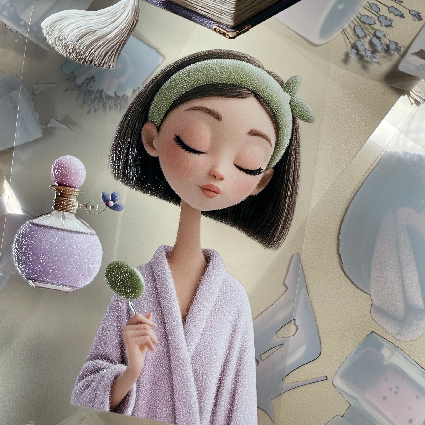 PET 3D raised Girls Planner and Whimsical Reading tape,one roll fashion, junk journal, scrapbooking,bullet journal, card making.