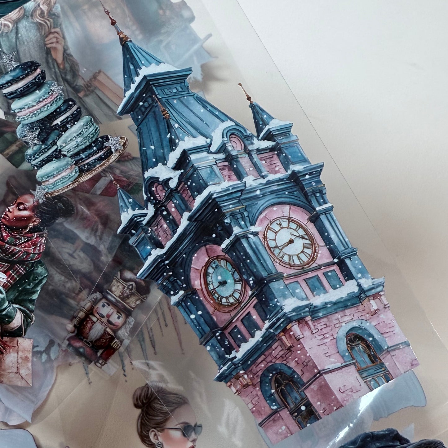 PET 3D raised Christmas Market and Frosted Winter tape,one roll fashion, junk journal, scrapbooking,bullet journal, card making.