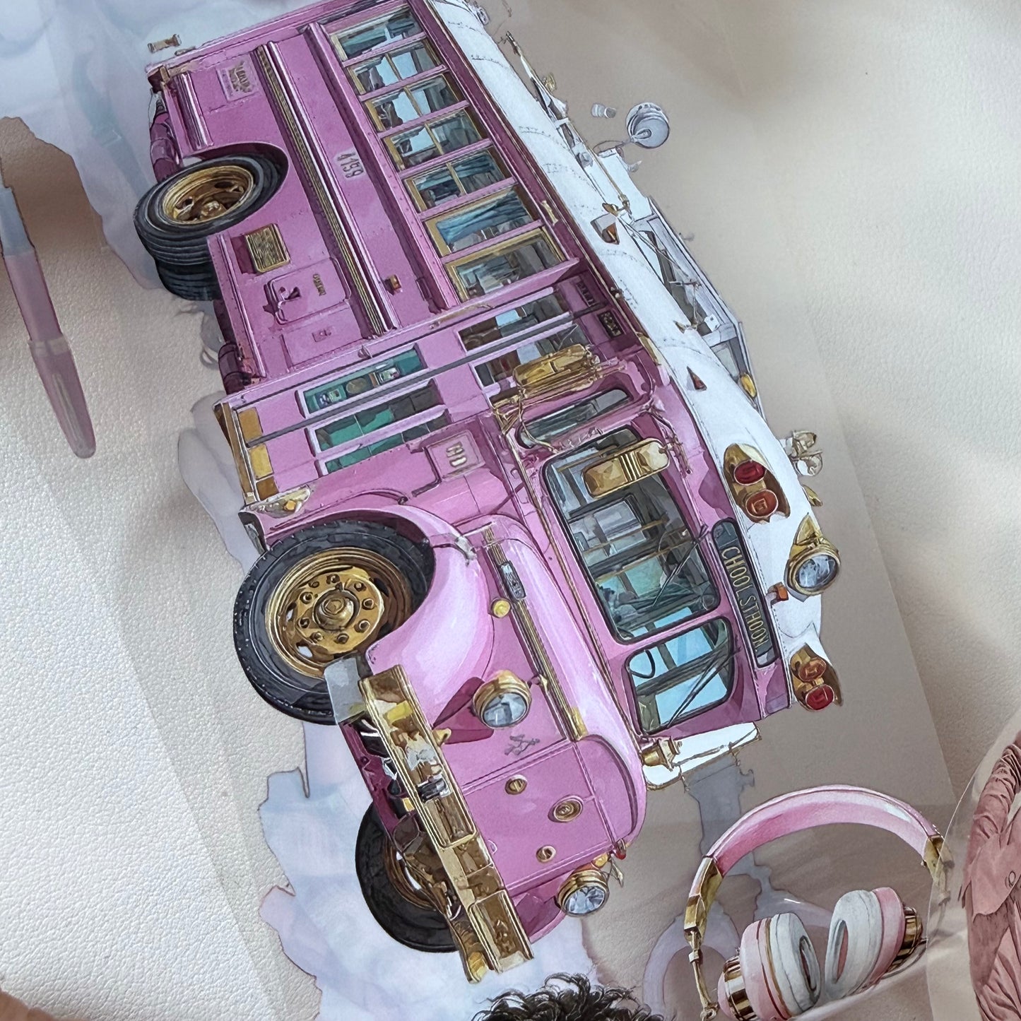 Pink School and Self Care moments PET 3D raised tape,one roll fashion, junk journal, scrapbooking,bullet journal, card making.