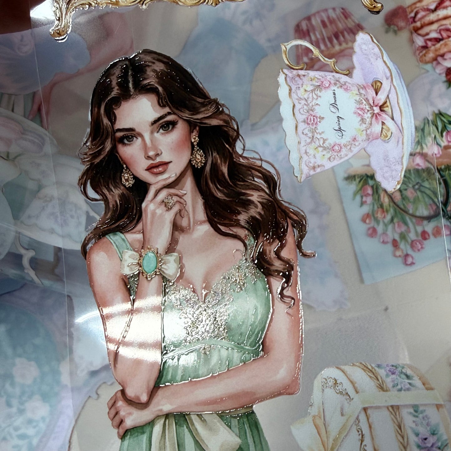 Rococo Spring Dreams and  Ginham Garden PET 3D raised tape,one roll fashion, junk journal, scrapbooking,bullet journal, card making.