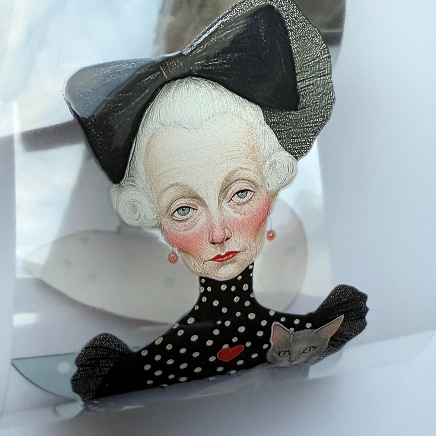 PET 3D raised Whimsical Lady with cat and Spring tape,one roll fashion, junk journal, scrapbooking,bullet journal, card making.