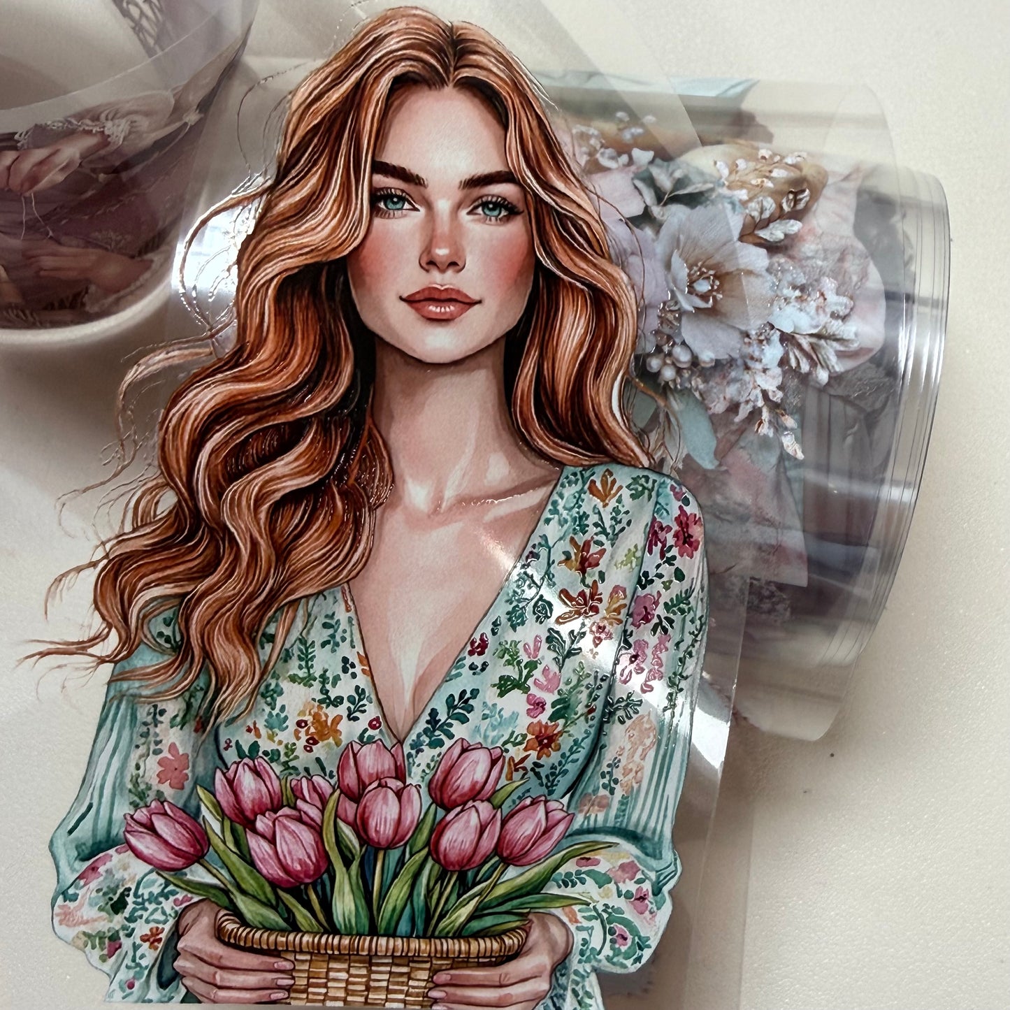 Pastel Coquette and Wildwood Reverie PET 3D raised tape,one roll fashion, junk journal, scrapbooking,bullet journal, card making.