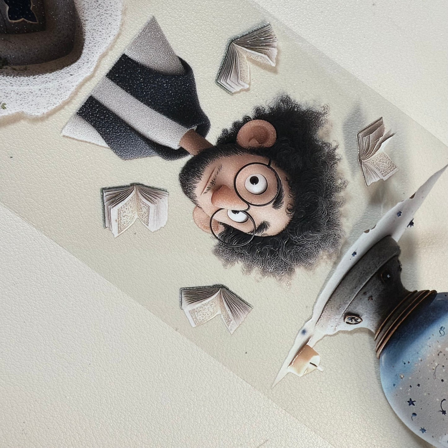 PET 3D raised Whimsical Fluffy Planner and Magic Academia tape,one roll fashion, junk journal, scrapbooking,bullet journal, card making.