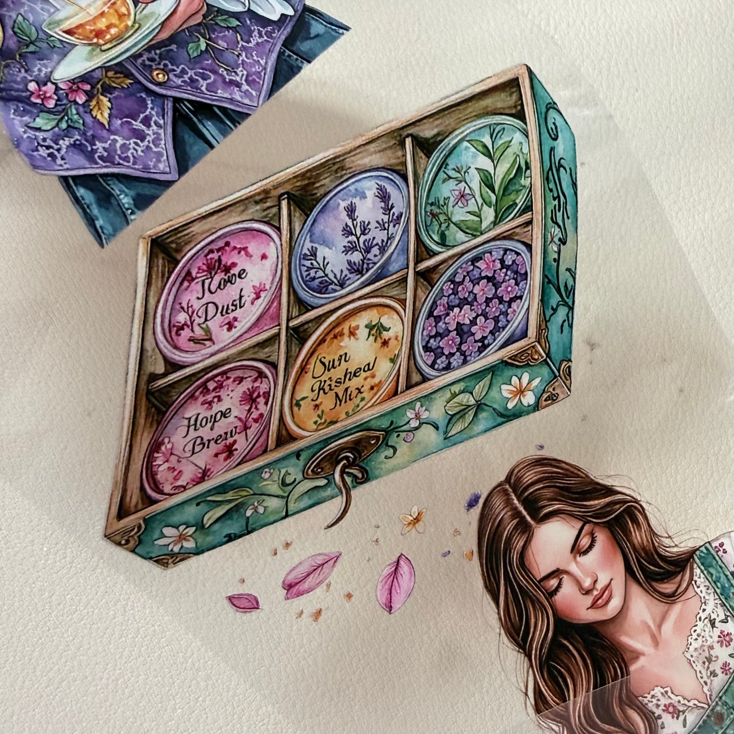 PET Magical Apothecary in Spring and Cherry Pink Garden 3D raised tape,one roll fashion, junk journal, scrapbooking,bullet journal, card making.