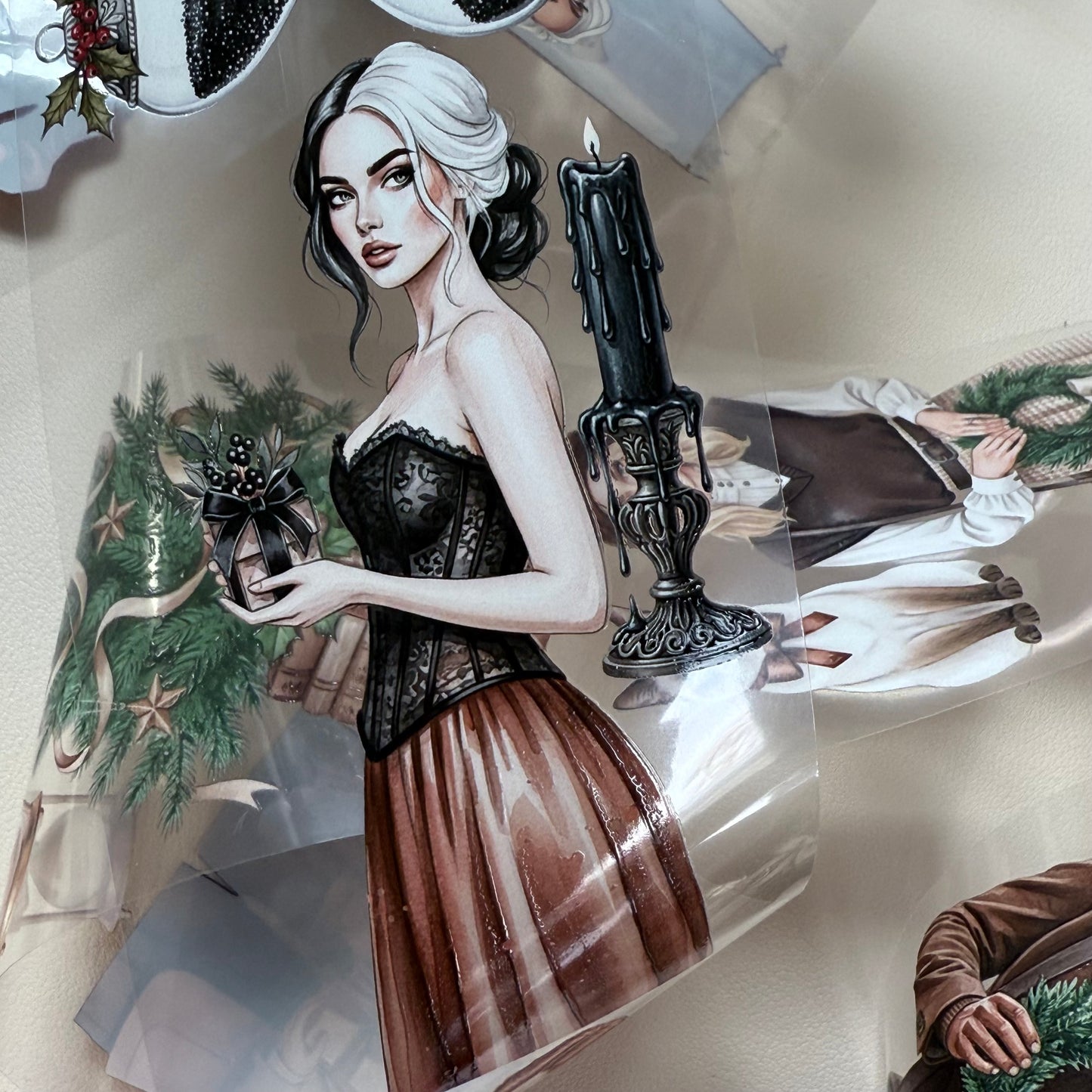 PET 3D raised Silent Yuletide and Light Academia Christmas tape,one roll fashion, junk journal, scrapbooking,bullet journal, card making.