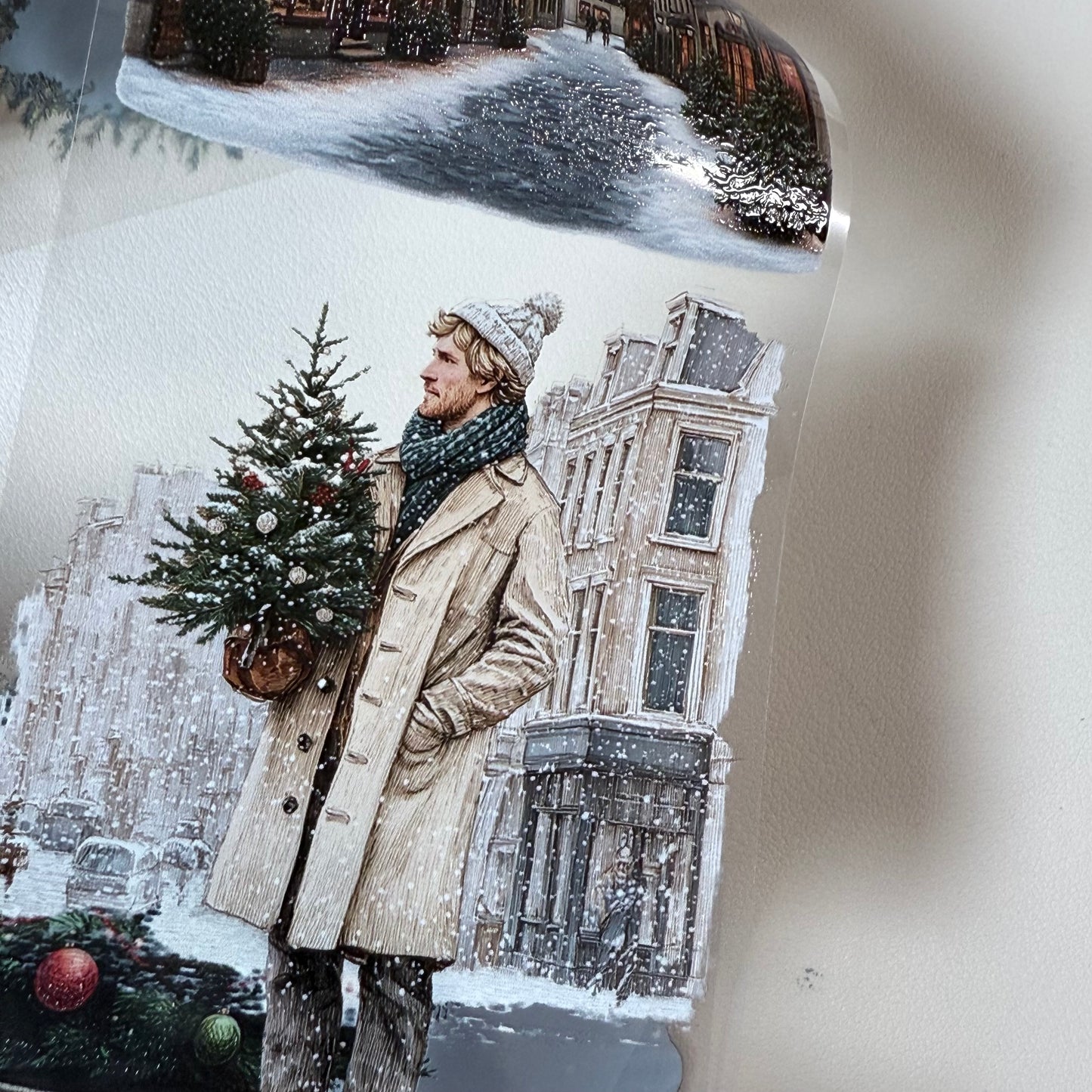 PET 3D raised Christmas in the city and Boho Golden Christmas tape,one roll fashion, junk journal, scrapbooking,bullet journal, card making.