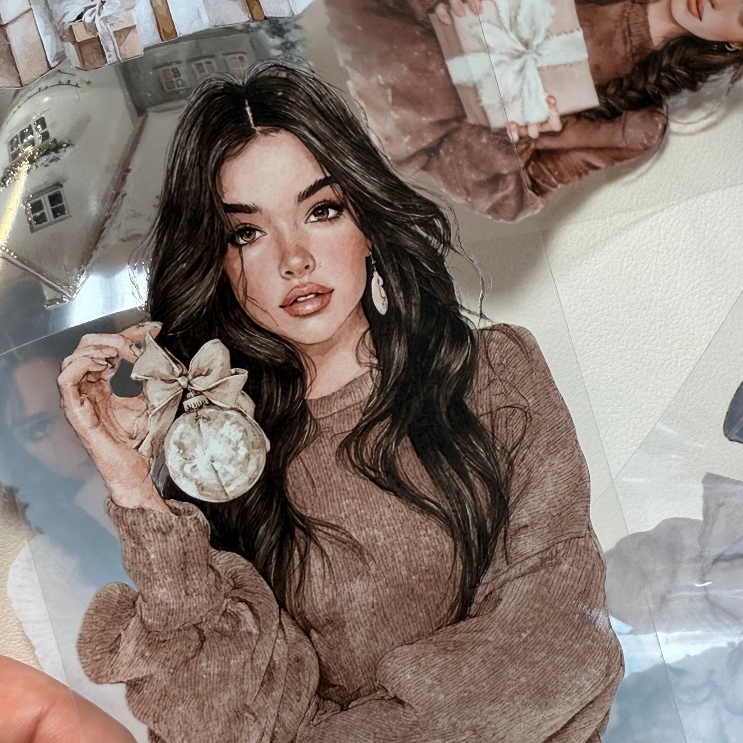 PET 3D raised Classic Christmas and Wooden Cabin tape,one roll fashion, junk journal, scrapbooking,bullet journal, card making.