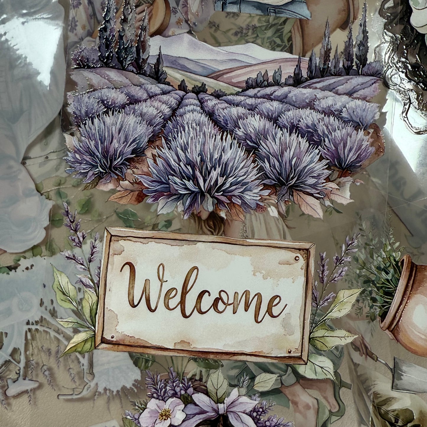 PET 3D raised Wild Lavender and I love plants tape,one roll fashion, junk journal, scrapbooking,bullet journal, card making.