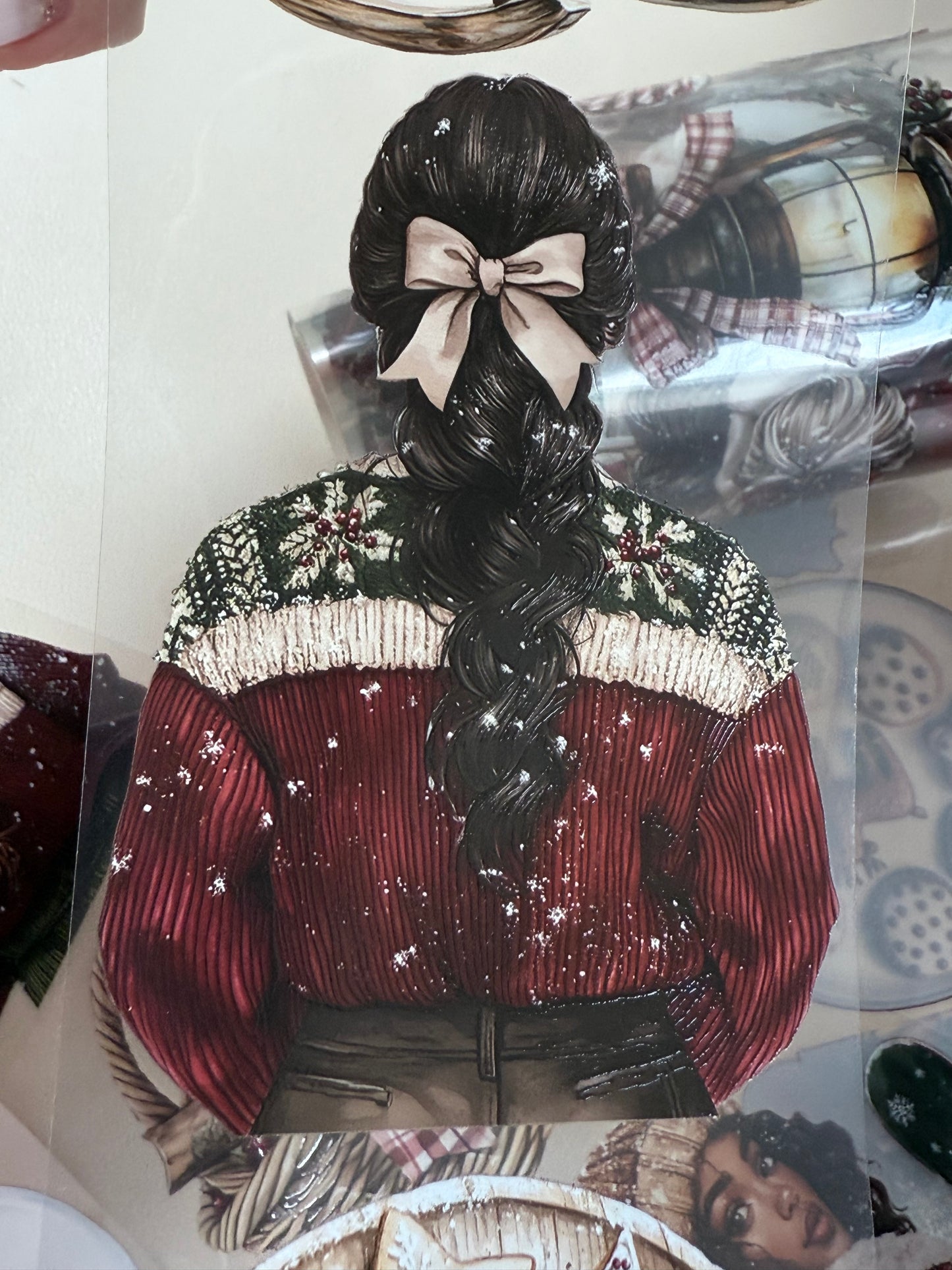 PET 3D raised Christmas  countryside and Peppermint mocha Noel tape,one roll fashion, junk journal, scrapbooking,bullet journal, card making.