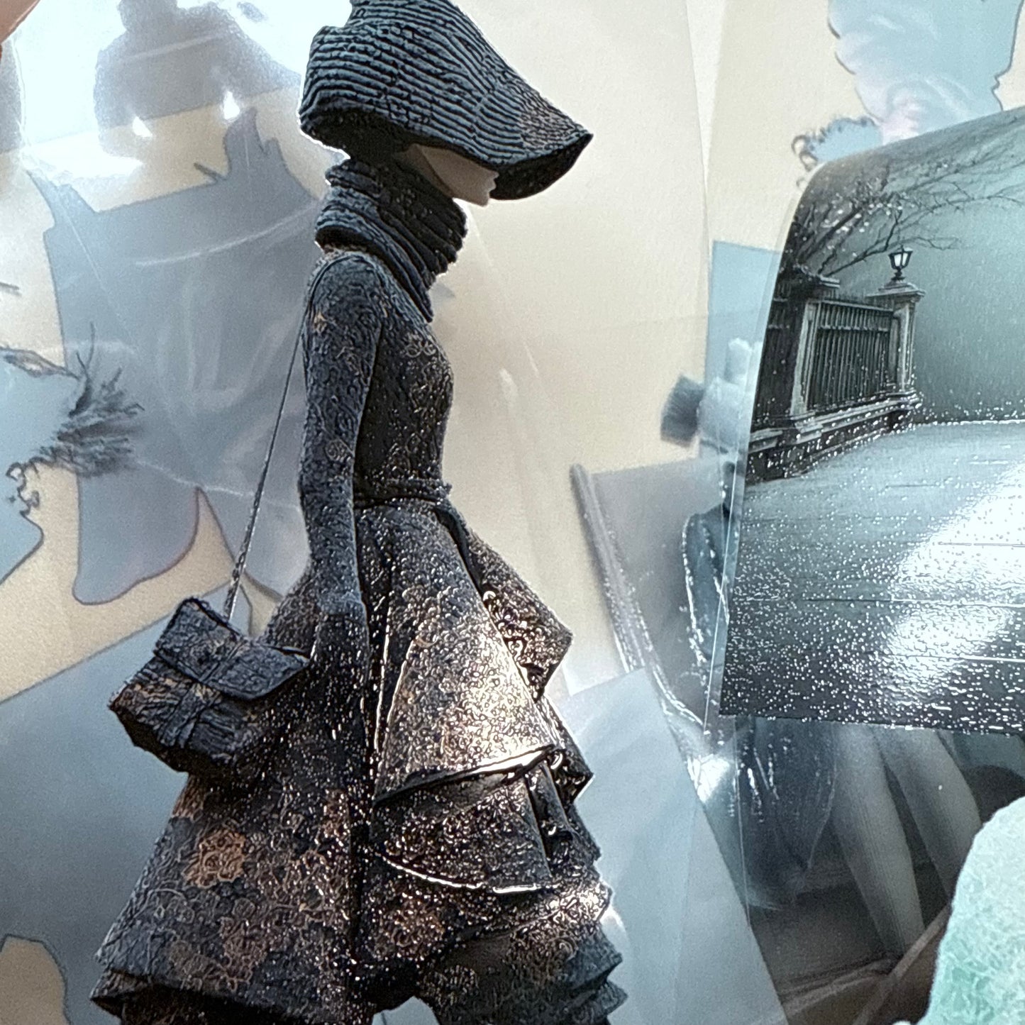 PET 3D raised Winter Woman and Goth Christmas tape,one roll fashion, junk journal, scrapbooking,bullet journal, card making.