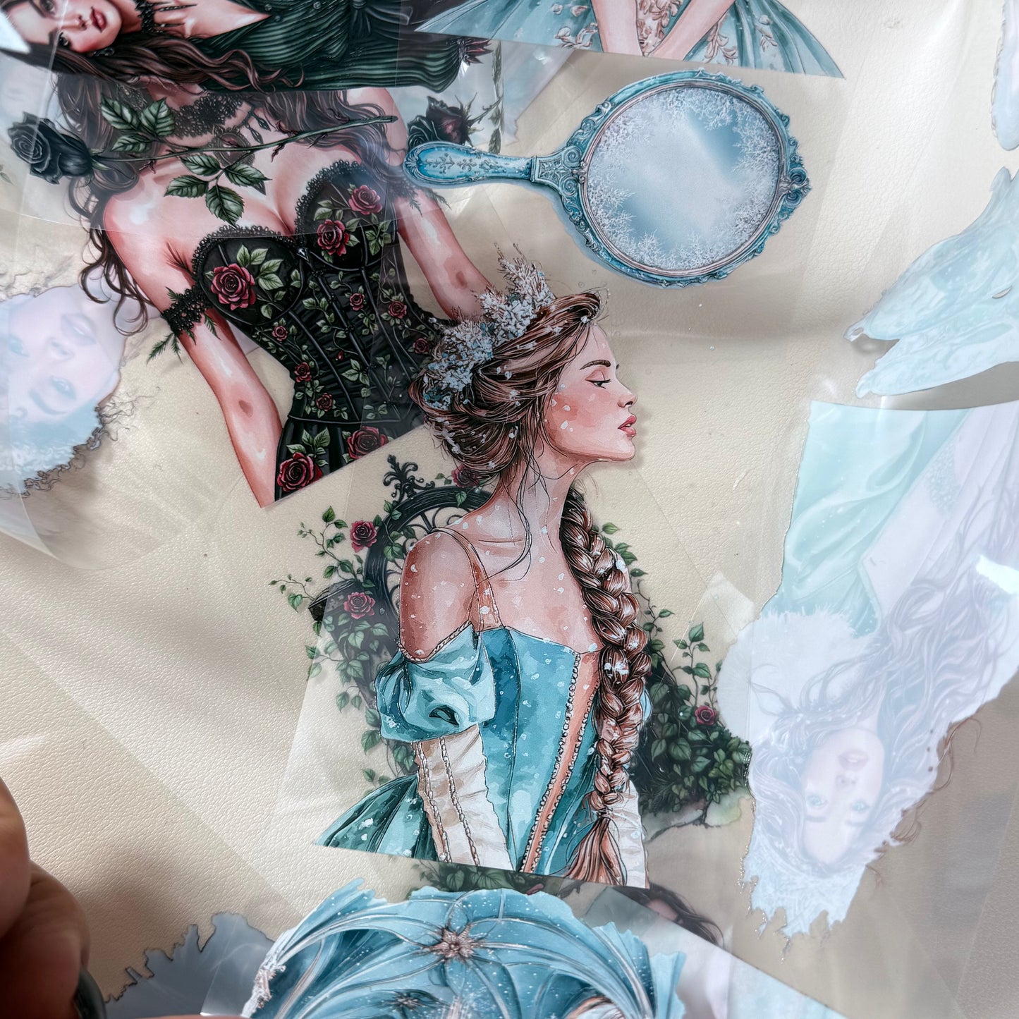 Ice Princess and Dark Gothic Garden PET 3D raised tape,one roll fashion, junk journal, scrapbooking,bullet journal, card making.