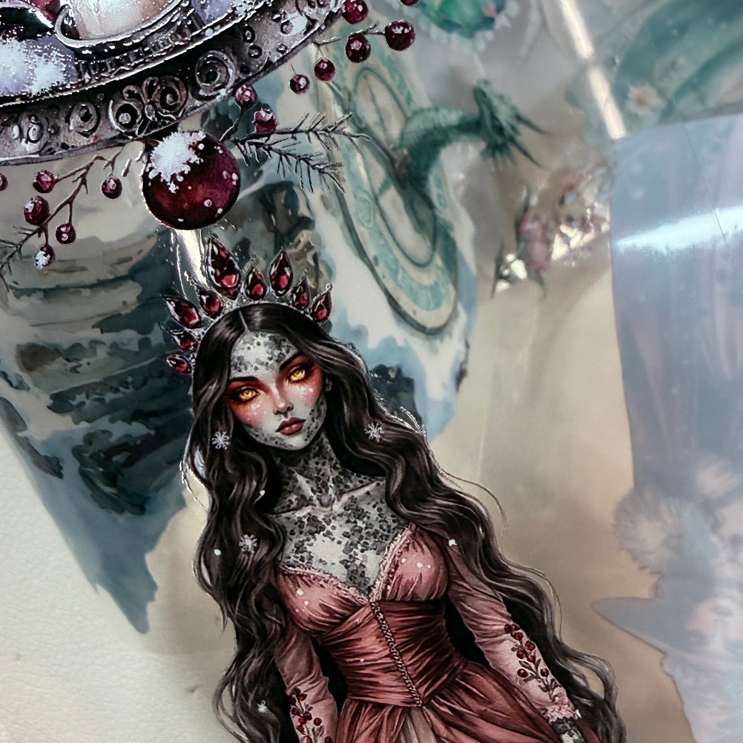 Snowpetal Faerie Dragons and Garnet Winter Witch 3D PET Foil Washi Tape