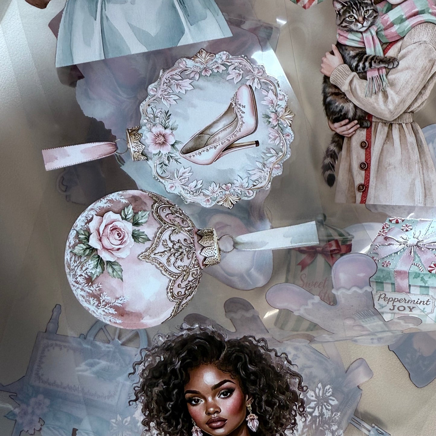 PET 3D raised Candy Cane Lane2 and Holiday Dreams tape,one roll fashion, junk journal, scrapbooking,bullet journal, card making.