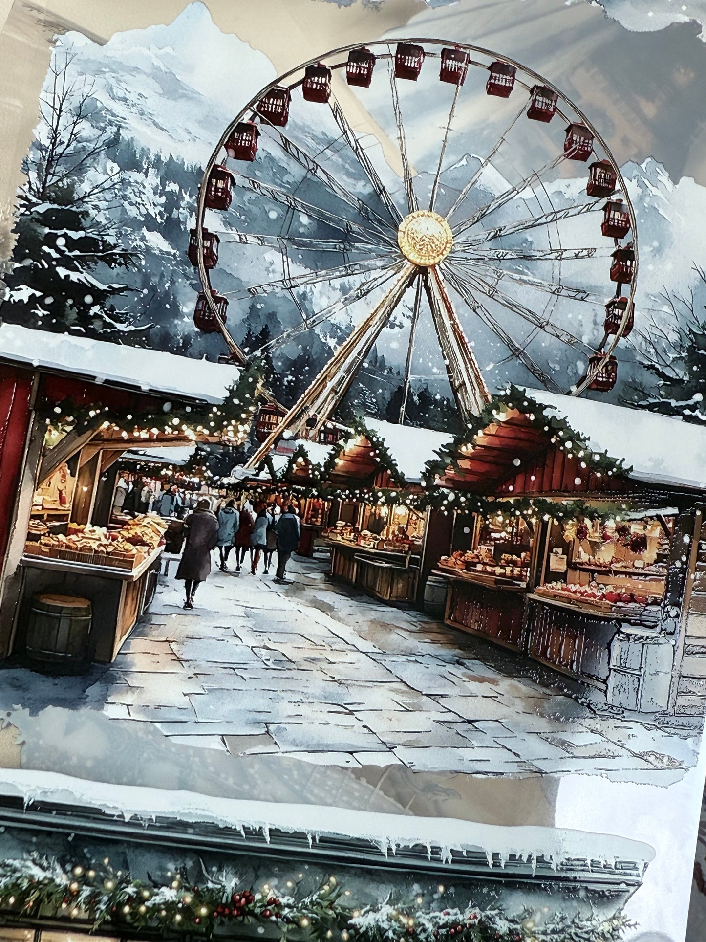 PET 3D raised Winter Landscape4 tape,one roll fashion, junk journal, scrapbooking,bullet journal, card making.