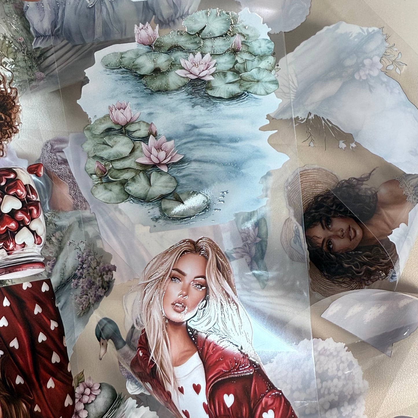 PET 3D raised Floral Drift and Deep Romance tape,one roll fashion, junk journal, scrapbooking,bullet journal, card making.