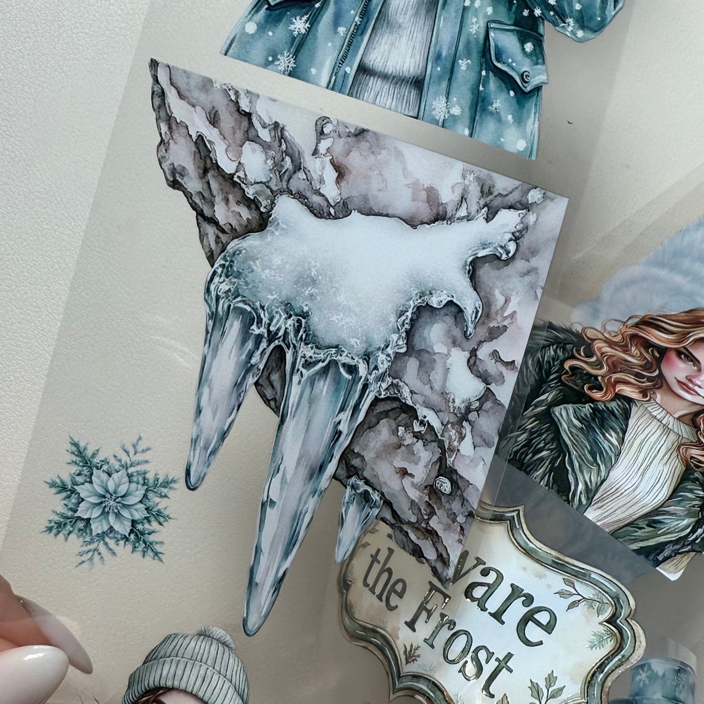 PET 3D raised Frozen Wilderness and Emberwood Tales of Fire and Ice tape,one roll fashion, junk journal, scrapbooking,bullet journal, card making.