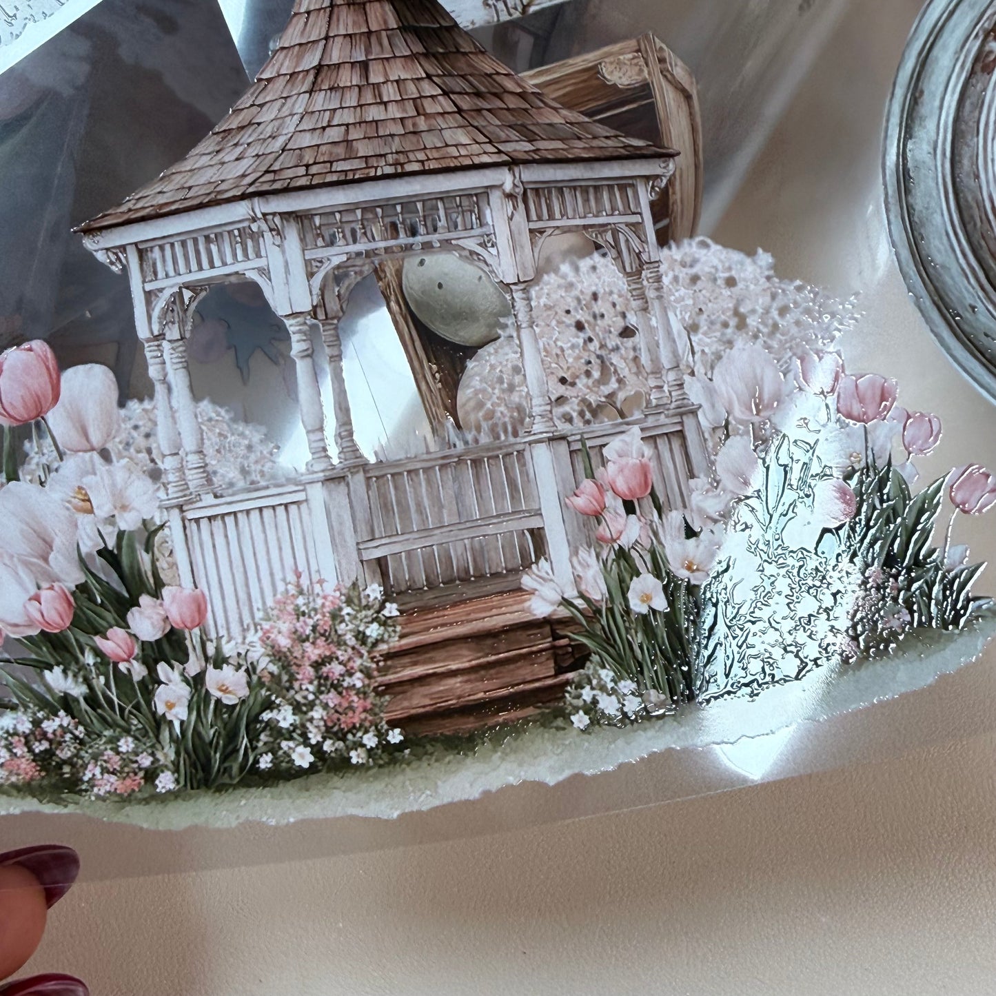 PET 3D raised Spring Landscape 4 tape,one roll fashion, junk journal, scrapbooking,bullet journal, card making.